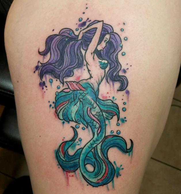 Tattoo Columbus Ohio Curtis Shepherd- Tattoo mermaid watercolor 